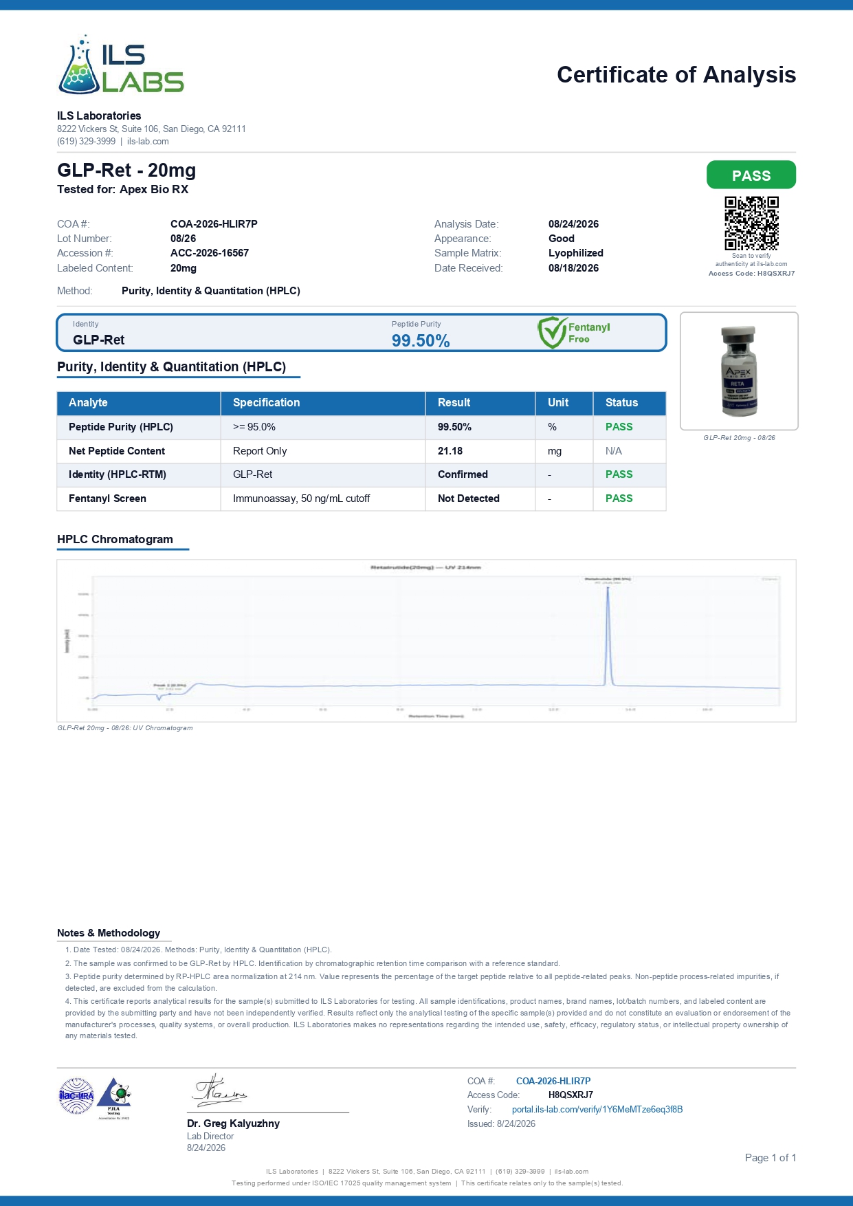 GLP-R 20 Certificate of Analysis preview