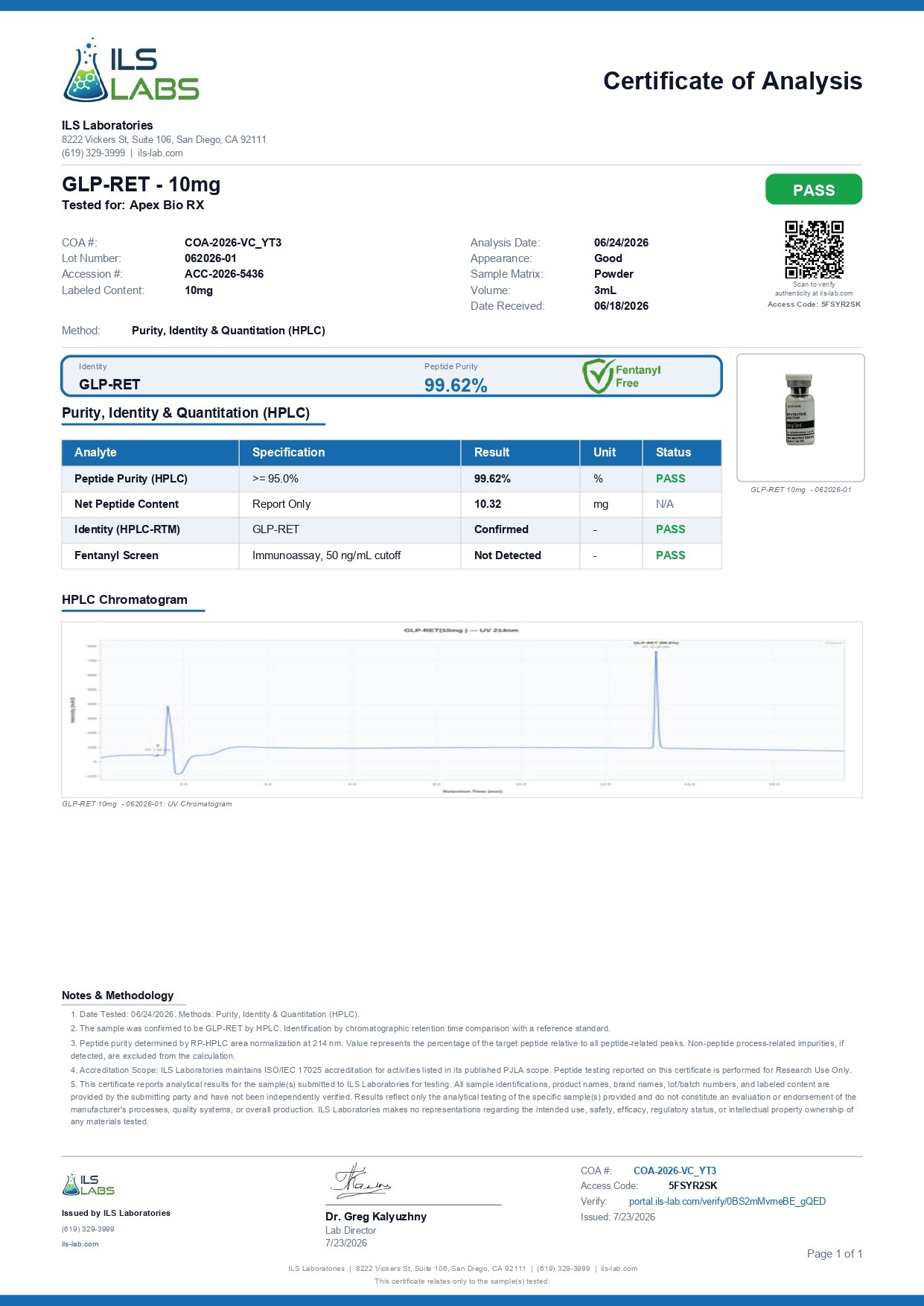 GLP-R 10 Certificate of Analysis preview